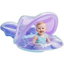 QueenMother Βρεφικό Σωσίβιο Swimtrainer 70cm με Σκίαστρο για 6 Μηνών έως 2 Ετών Μωβ SSVR5001