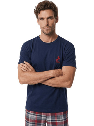 PNN Nightwear Καλοκαιρινές Ανδρικές Πιτζάμες Βαμβακερές Καρό Navy Μπλε 0261-0507