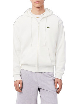 Lacoste Ανδρική Ζακέτα Φούτερ με Κουκούλα και Φερμουάρ Λευκή SH8864-70V