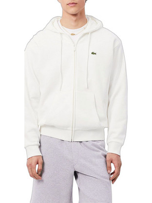 Lacoste Ανδρική Ζακέτα Φούτερ με Κουκούλα και Φερμουάρ Λευκή SH8864-70V