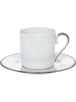 Cryspo Trio Elegance Φλιτζάνι Τσαγιού Πορσελάνης Λευκό Ασημί 120ml 24.001.16P