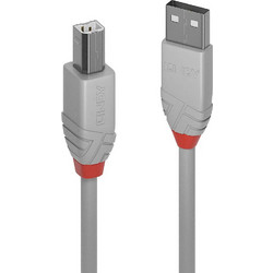 Lindy 36683 Καλώδιο USB-A Male 2.0 to USB-B Male 2m Grey