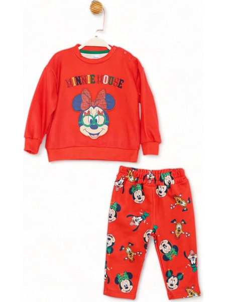 Cimpa Disney Minnie Mouse Christmas Βρεφικό Σετ Φόρμας για Κορίτσι Χειμωνιάτικο Κόκκινο MN21199