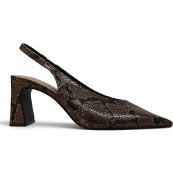 Corina Γόβες Slingback με Χοντρό Ψηλό Τακούνι Σοκολατί M6701