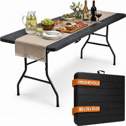 Bakaji Ορθογώνιο Τραπέζι Catering Polypropylene Πτυσσόμενο Μαύρο 180x74x70cm 02002488