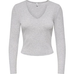 Only Γυναικείο Χειμερινό Crop Top Βαμβακερό Γκρι 15386480