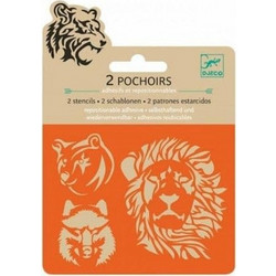 Djeco Στένσιλ Σχέδια Wild Animals 2τμχ DJ09745