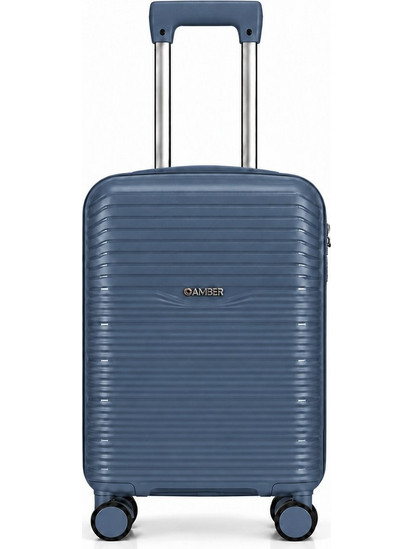 Amber AM1020 Βαλίτσα Καμπίνας 55x35x22cm με 4 Ρόδες Μπλε
