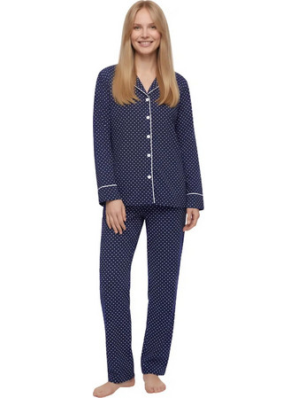 PNN Nightwear Elisabeth Σετ Γυναικείες Πιτζάμες Χειμωνιάτικες Βαμβακερές Navy Μπλε 1271-1607