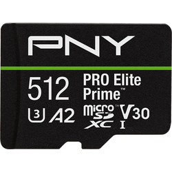 PNY PRO Elite Prime microSDXC 512GB Class 10 U3 V30 UHS-I A2 200MB/s + Adapter