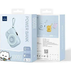 WiWu Wi-P041 Wireless Power Bank 10000mAh 22.5W με Ενσωματωμένο Καλώδιο USB-C Blue