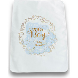 Bonjour Bebe It's A Boy Baby Shower Αδιάβροχο Σελτεδάκι Αλλαξιέρας Μωρού 100% Βαμβακερό Λευκό Γαλάζιο 50x70cm
