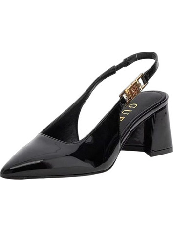 Guess Γόβες Slingback Λουστρίνι με Χοντρό Χαμηλό Τακούνι Μαύρες FLPJESLEA5
