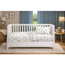 Dimcol Happy Safari 711 Βρεφικό Πάπλωμα Κούνιας 160x120cm Λευκό Γαλάζιο