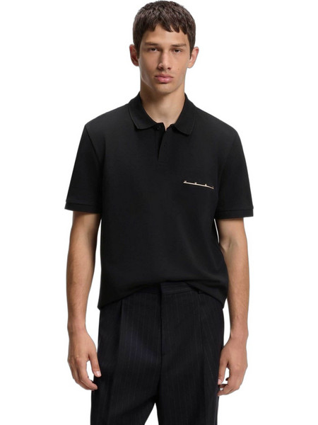 Hugo Ανδρική Μπλούζα Polo Κοντομάνικη Μαύρη 50568132-001