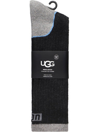 UGG Lockhart Μάλλινες Ανδρικές Κάλτσες Ψηλές με Σχέδια Μαύρες 1158870-TCHR