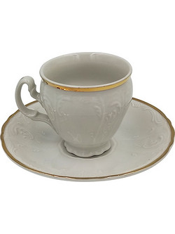 Bernadotte Σετ Φλιτζάνια Espresso & Ελληνικού Καφέ Πορσελάνης Μπεζ Ασημί 90ml 6τμχ 20105682