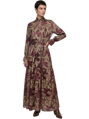 Helmi Maxi Βραδινό Φόρεμα Floral Μπορντό 58-05-004