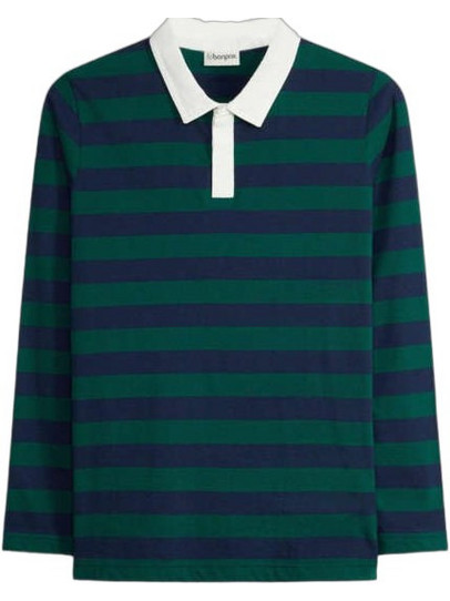 Bonprix Παιδικό Polo Μακρυμάνικο Navy Μπλε Πράσινο 928484