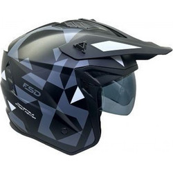 Faseed FSD Χ1 Trail Black Grey White Κράνος Μηχανής Jet 1200gr