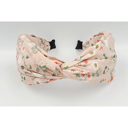 RO Accessories Στέκα Μαλλιών Υφασμάτινη Floral Ροζ 14-0119