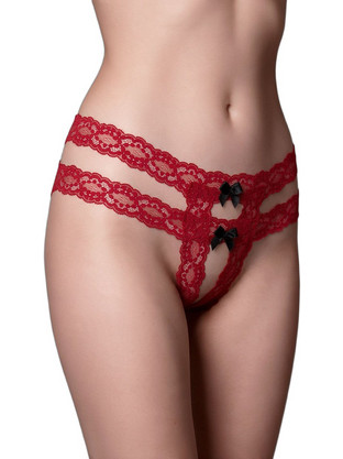 Milena By Paris Γυναικείο Sexy String Αυτοκινήτου με Δαντέλα Κόκκινο 6959