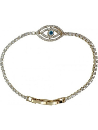 RO Accessories Γυναικείο Βραχιόλι Ριβιέρα με Ματάκι Xρυσό BR161
