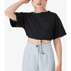 24colours Γυναικείο Καλοκαιρινό Crop Top Μαύρο 11680C