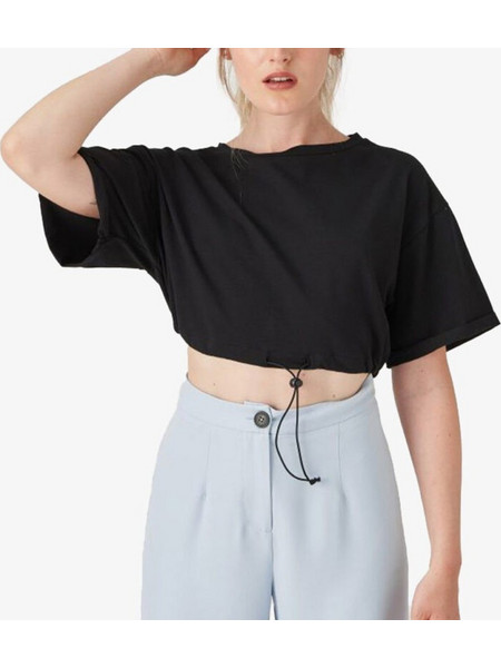 24colours Γυναικείο Καλοκαιρινό Crop Top Μαύρο 11680C