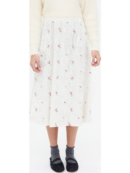Compania Fantastica Μίντι Φούστα Υφασμάτινη Ψηλόμεση Floral Εκρού 54C/11127