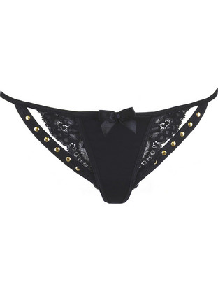 Axami Γυναικείο Sexy String με Δαντέλα Μαύρο V-9788