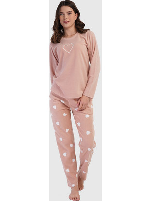 Vienetta Secret Σετ Γυναικείες Πιτζάμες Χειμωνιάτικες Fleece Ροζ 161947