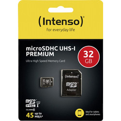 Intenso Premium microSDHC 32GB Class 10 U1 UHS-I 45MB/s + Adapter