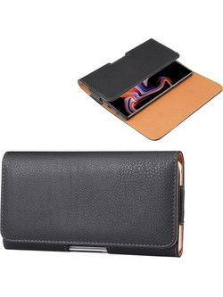 Universal Δερμάτινη Θήκη Ζώνης για Smartphones με μέγεθος 17 x 8.2 x 1.8cm - Μαύρο