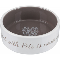 Κεραμικό Πιάτο Pet's Home Trixie , Διάμετρος:12cm, 0.3L Κρεμ/Καφέ χρώματος