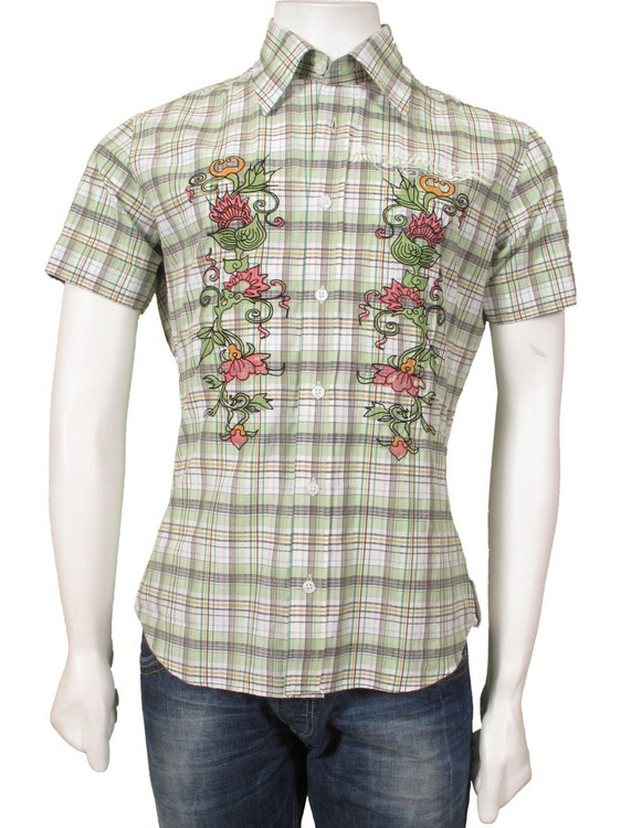 Clink Jeans London Κοντομάνικο Γυναικείο Πουκάμισο Καρό Πράσινο 005153-GREEN