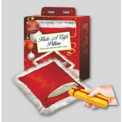 TEASE THE SEASON HIDE A GIFT PILLOW. PILLOW WITH POCKET. RED / WHITE