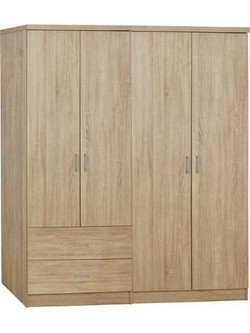 HomeMarkt Τετράφυλλη Ντουλάπα Ρούχων Sonoma 160x42x181cm HM11351.02