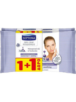 Septona Daily Clean Hyaluronic Acid & Panthenol Μαντηλάκια Ντεμακιγιάζ για Ευαίσθητη Επιδερμίδα 2x20τμχ