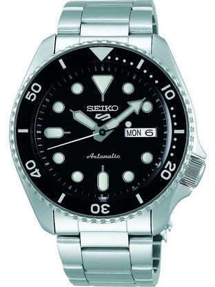 Seiko 5 Sports Ανδρικό Ρολόι Αυτόματο με Ασημί Μεταλλικό Μπρασελέ SRPD55K1