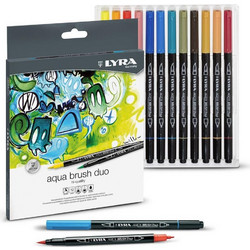 Lyra Aqua Arush Duo Μαρκαδόροι Ζωγραφικής Σετ 12 Χρώματα