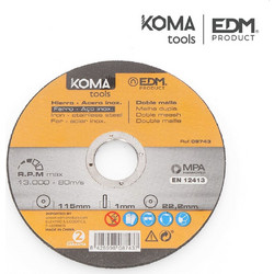 Δίσκος κοπής iron and stainless steel 115x1.0x22.2mm KOMA Tools 08743 EDM Spain