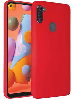 Samsung Galaxy M11/A11 - Anti-slip Liquid Silicone Gel Rubber Bumper Case with Soft Microfiber Lining Cushion Slim Hard Shell- Κόκκινο (oem)