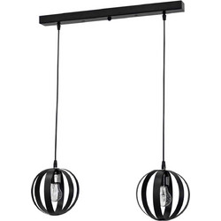 Heronia Lighting LAMA/2L Κρεμαστό Φωτιστικό Οροφής Ράγα Δίφωτο Μαύρο 34-0058