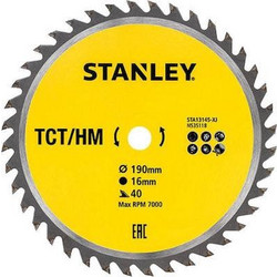 STANLEY ΔΙΣΚΟΣ ΞΥΛΟΥ ΜΕ ΔΟΝΤΙΑ 40 ΤΡΥΠΑ 16MM ΚΑΙ ΔΙΑΜΕΤΡΟ 190MM (STA13145-XJ)