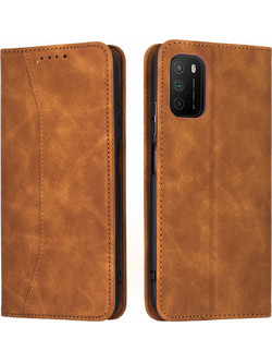 Bodycell Pu Leather Book Case Brown (Xiaomi Poco M3)