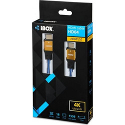 iBox Καλώδιο HDMI 2.0 Braided HDMI Male to HDMI Male 1.5m Black