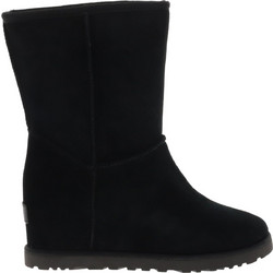 UGG Classic Femme Short Γυναικεία Μποτάκια Πλατφόρμα Suede Μαύρα με Γούνα 1104611-BLK