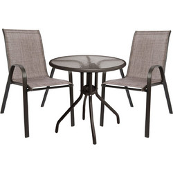 HomeMarkt Σετ Τραπεζαρία Κήπου Μασίφ Ξύλο 3τμχ Μπεζ HM5000.02 + HM5079.02