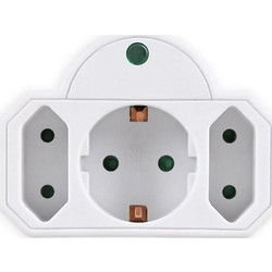 Αντάπτορας ρεύματος Powertech PT-816 1x schuko, 2x euro 250V 16A White
